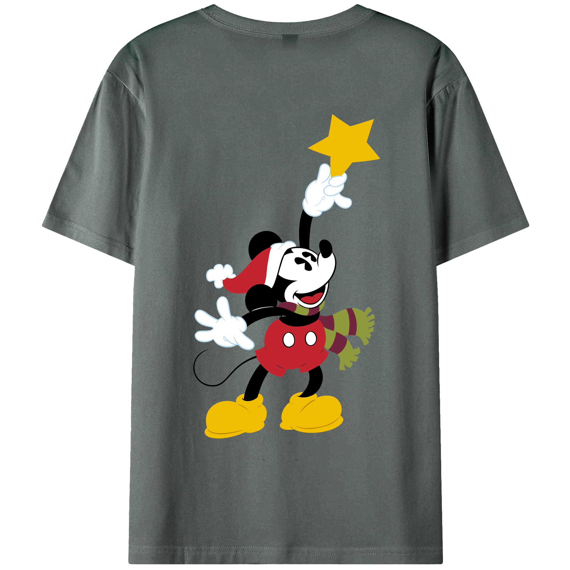 ミッキーマウス Mickey Mouse 綿100％ メンズ半袖Tシャツ（バックプリント） 通気性
